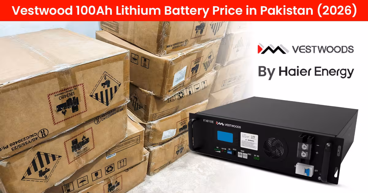 Vestwood 100Ah 51.2V lithium battery in Lahore warehouse — Vertex Solar Solution